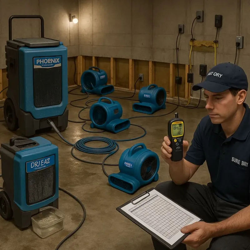 Structural Drying and Dehumidification process in Biltmore Forest, NC